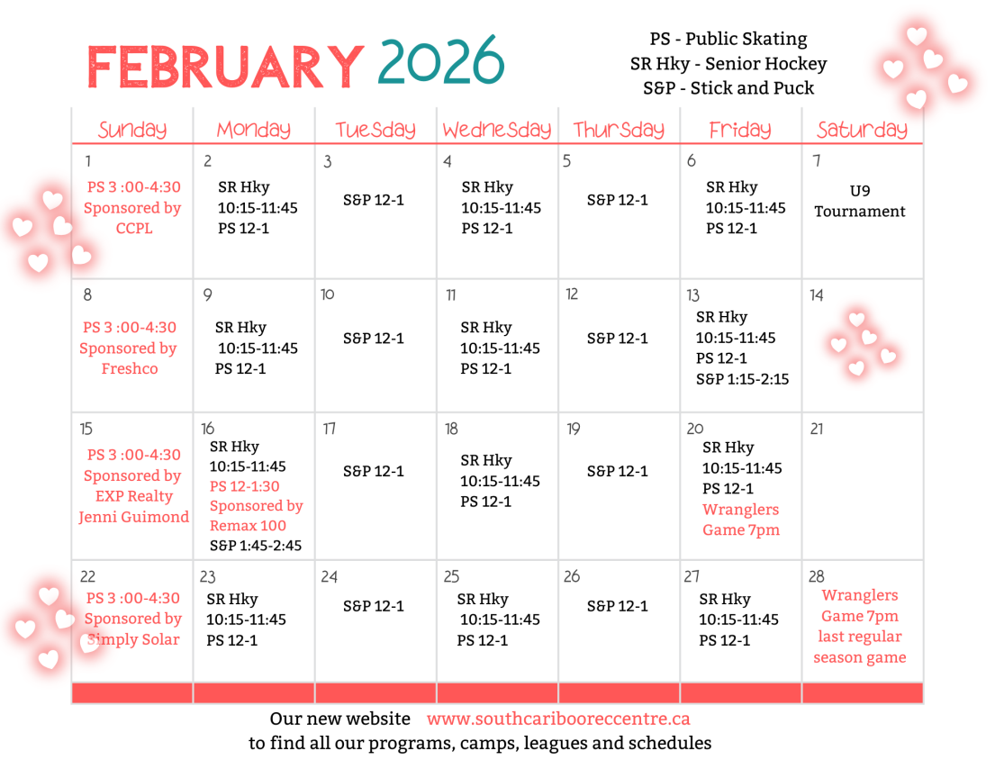 Feb Skating Calendar
